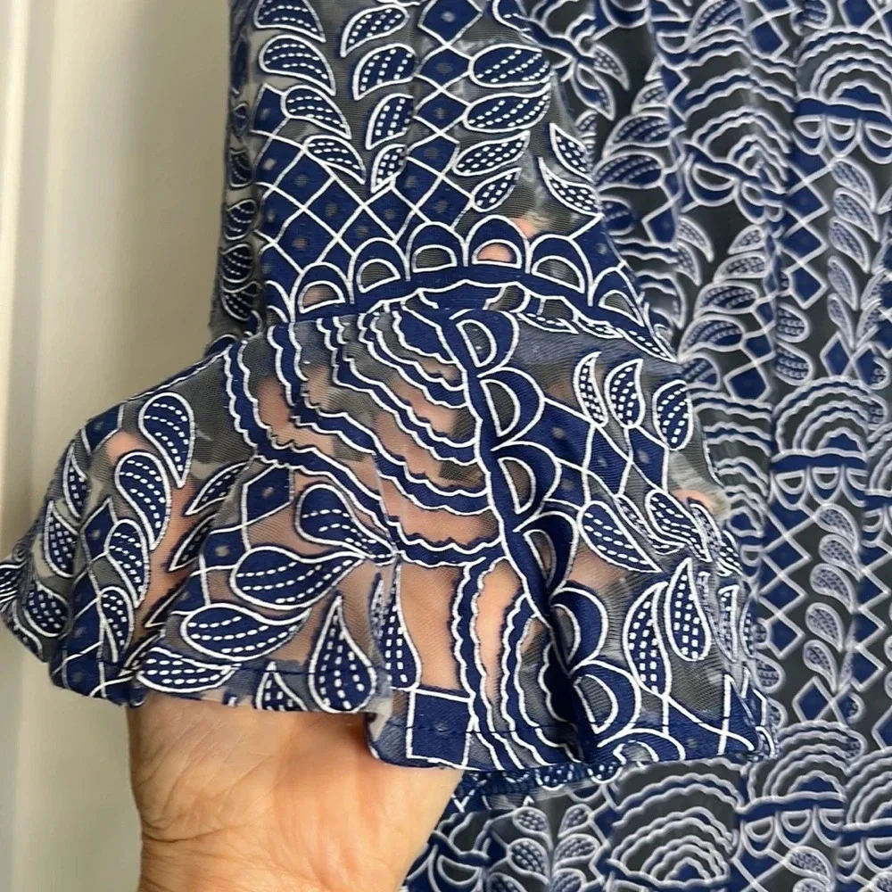 Rabbit Rabbit Rabbit Blue Burnout 3/4 Sleeve‎ Dress. Size 12. NWT. - Picture 8 of 12